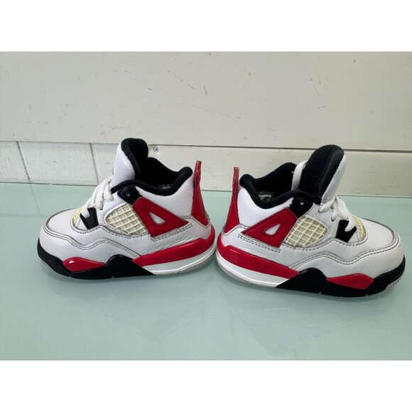 Nike Air Jordan 4 Retro TD \'Fire Red\' 4 Toddler Shoes Kids Black White Red Sz 5C main image 6